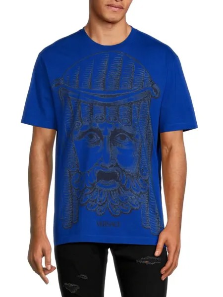 Футболка с круглым вырезом Mitchel Fit Statue Versace, кобальт