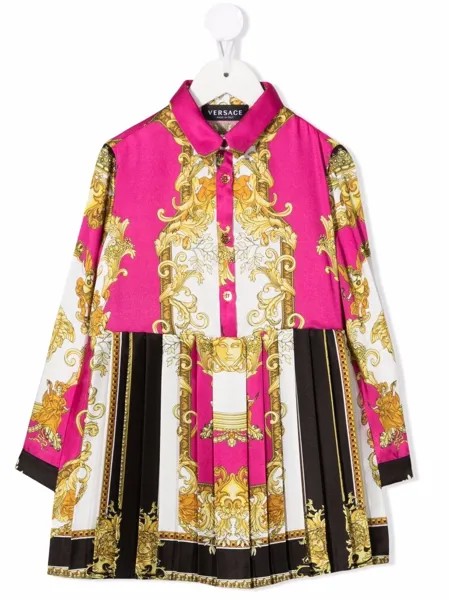 Versace Kids платье-рубашка с принтом Barocco