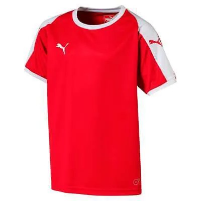 Puma Liga Logo Футболка с круглым вырезом и коротким рукавом для мальчиков Молодежная красная 703418-01
