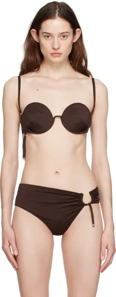 Коричневый бикини-топ Le Raphia Le Haut De Maillot Aouro Темный Jacquemus