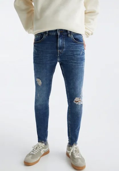 Джинсы Skinny Fit Ripped Super PULL&BEAR, цвет dark blue