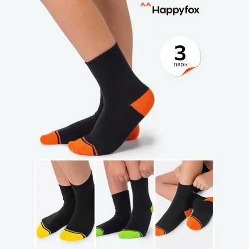 Носки Happyfox Для мальчиков, размер 20-22, , черный