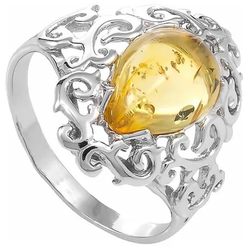 Кольцо Amberprofi серебро, 925 проба, янтарь, размер 19.5