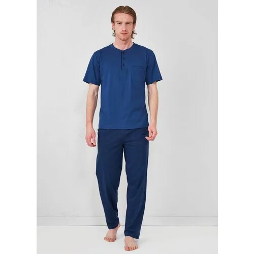 Пижама Relax Mode, брюки, футболка, размер 48, синий