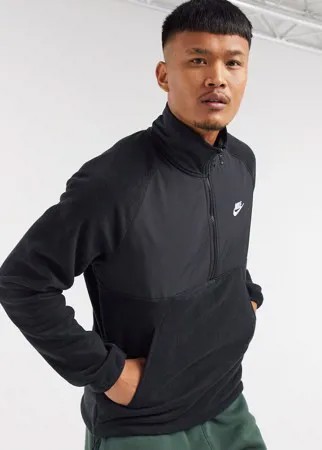 Черный свитшот с короткой молнией и вставками Nike Club Essentials-Черный цвет