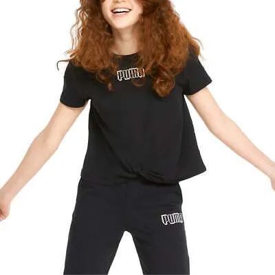 Puma Alpha Knotted Crew Neck Футболка с коротким рукавом Молодежные девушки Black Athletic Cas