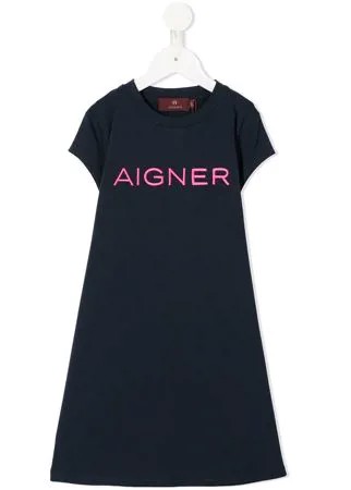 Aigner Kids платье-футболка с вышитым логотипом