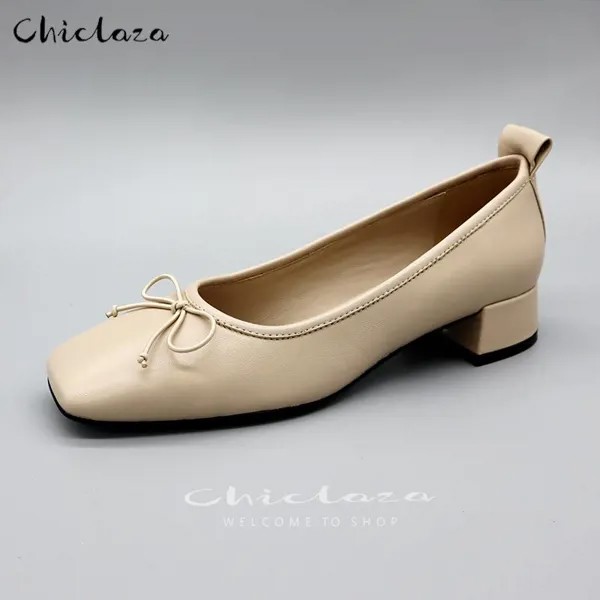 CHICLAZA Женская мода весна-осень 2022 мягкие натуральные каблуки женские Повседневные слипоны однотонные простые женские туфли