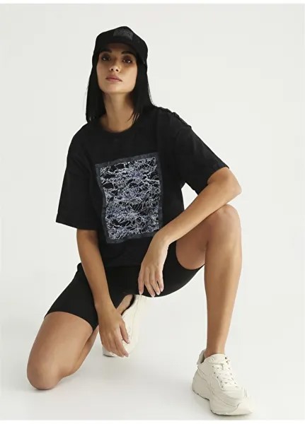 Женская футболка антрацитового цвета с круглым вырезом Black On Black