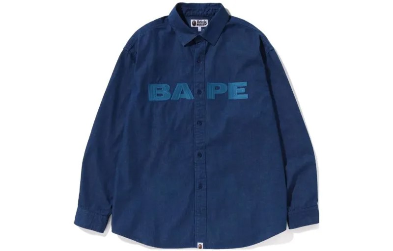 Рубашка свободного кроя из денима BAPE A Bathing Ape, синий