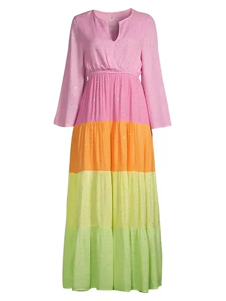 Платье макси с цветными блоками Lila Pq, цвет aura