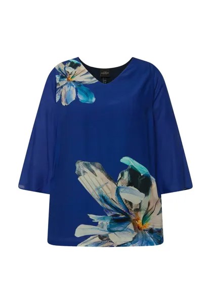 Блуза FLOWER PRINT Ulla Popken, темно-синий