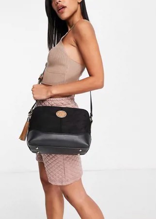 Черная замшевая сумка через плечо с кисточкой River Island-Черный цвет