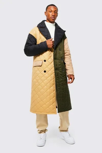 Двубортное пальто из нейлона colourblock Boohoo, разноцветный