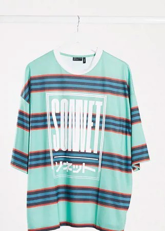 Oversized-футболка в полоску с большой надписью ASOS DESIGN Tall​​​​​​​-Многоцветный
