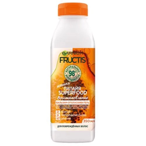 GARNIER бальзам-ополаскиватель Fructis SuperFood Папайя Восстановление для поврежденных волос, 350 мл