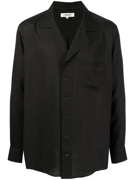 Sulvam spread-collar long-sleeved shirt