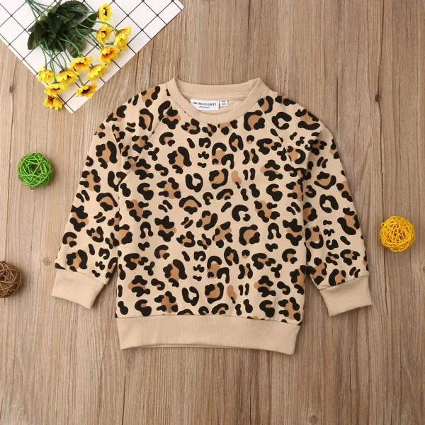 Малыш Дети Младенцы Мальчики Мальчики Sweatshirt Топы Леопард Банни Печати Pullover Топы Весна Осенняя одежда