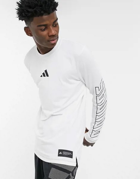 Белый лонгслив с логотипом adidas Training