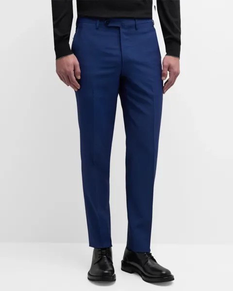 Мужские брюки с плоской передней частью Isaia, цвет Bright Blue