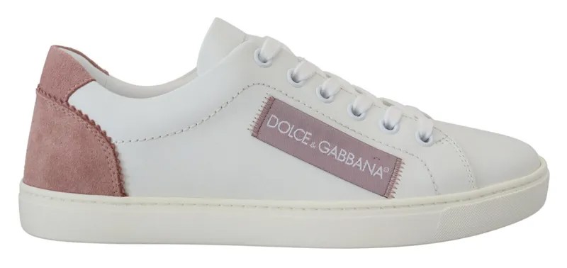 DOLCE - GABBANA Обувь Бело-розовые кожаные низкие кеды женские EU36 / US5.5