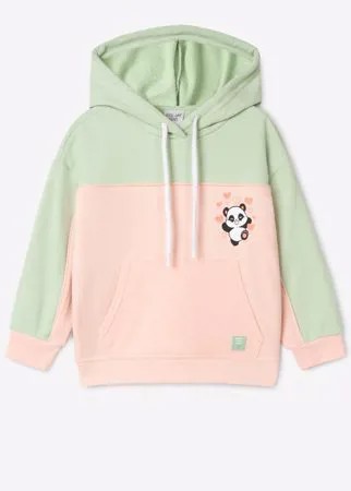 Худи oversize колор-блок с пандой для девочки Gloria Jeans