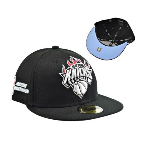 Мужская кепка New Era New York Knicks Team Flame 59Fifty с черно-синим низом