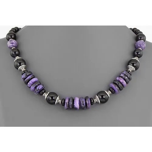 Бусы Minera, чароит, оникс, агат, длина 50 см