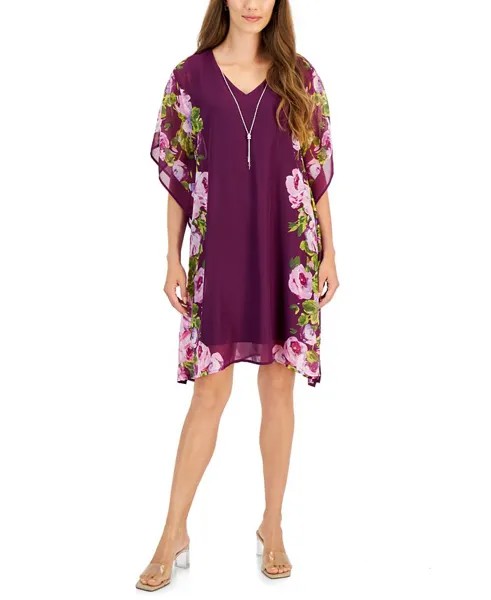 Женское платье с ожерельями и рукавами-пончо Flora Dreams JM Collection, фиолетовый
