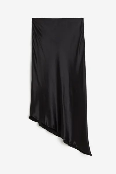 Юбка H&M Asymmetric Satin, черный