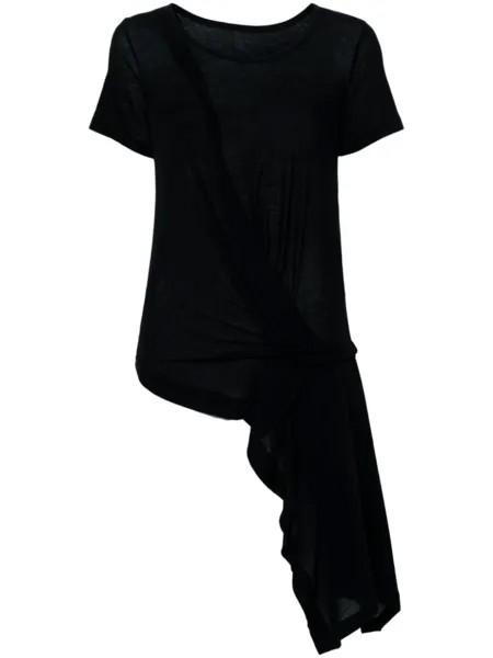 Асимметричная футболка с драпировкой Yohji Yamamoto, черный