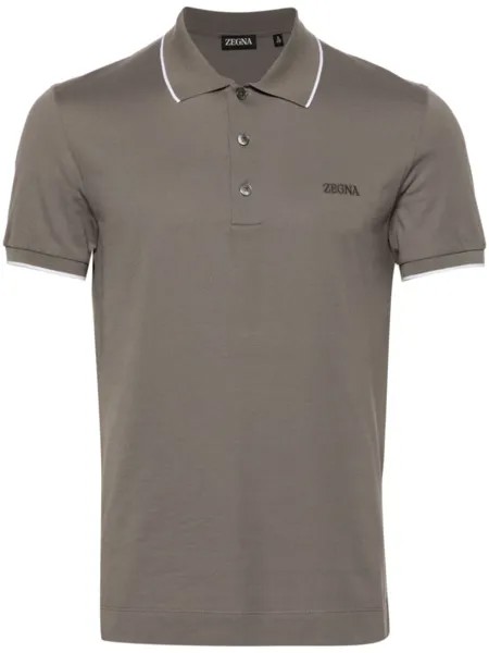 Zegna рубашка поло с полосками, нейтральный цвет