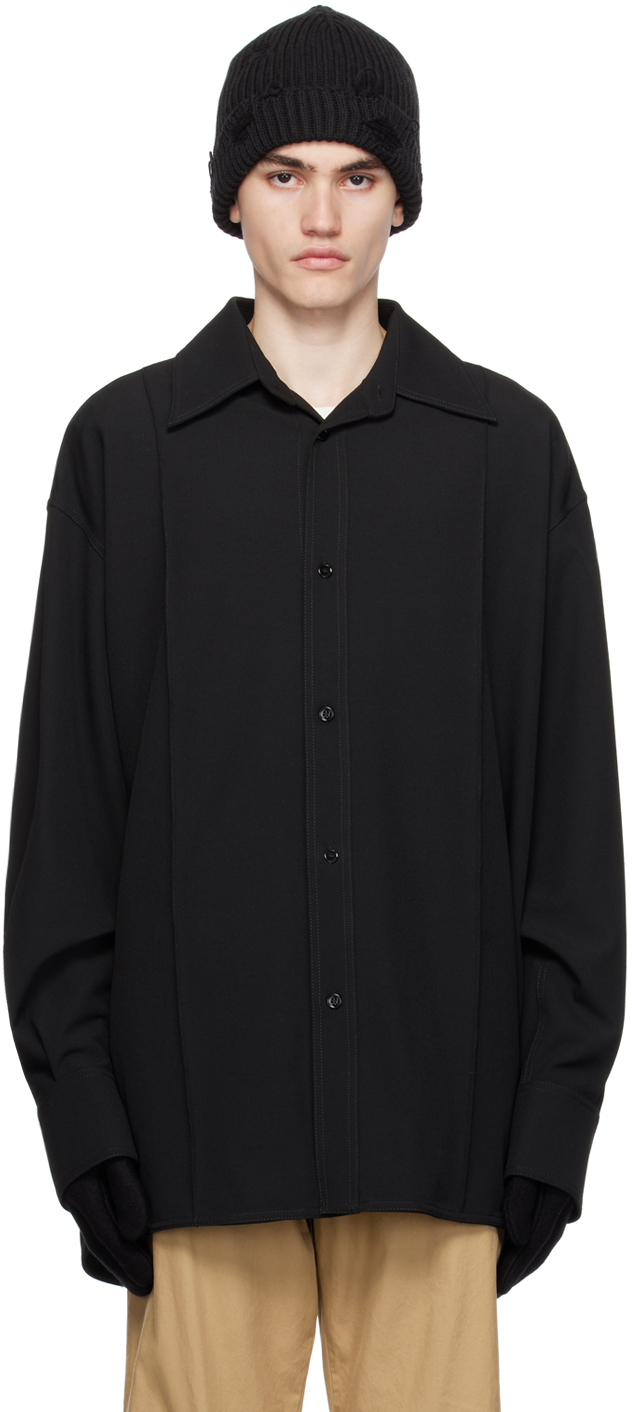 Черная рубашка с защипенными швами MM6 Maison Margiela