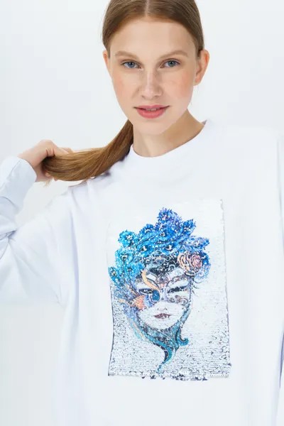 Свитшот женский Tom Farr T W8646.30 белый 48 RU