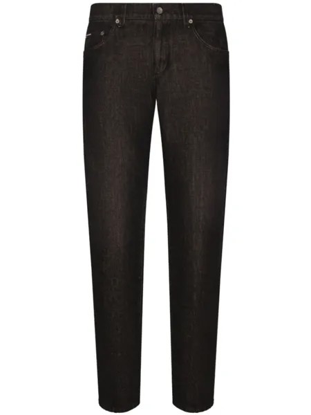 Dolce & Gabbana зауженные длинные джинсы с логотипом, черный