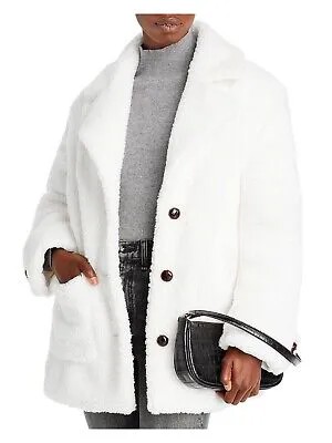 Женская куртка на пуговицах AQUA цвета слоновой кости с длинными рукавами и зубчатым воротником, M