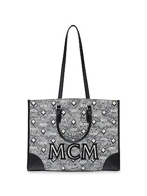 Женская жаккардовая сумка-тоут MCM с серым логотипом 12 дюймов и двойным плоским ремешком