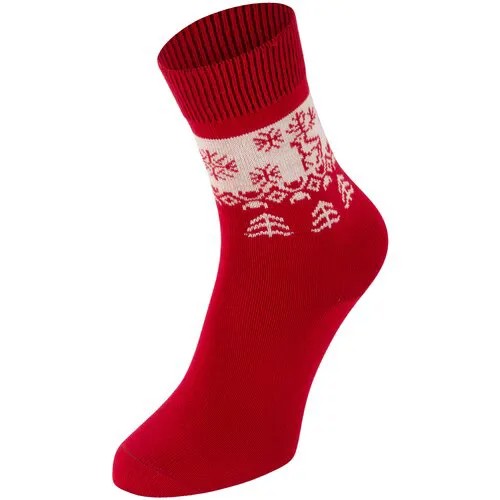 Носки  унисекс Tesema, 1 пара, классические, вязаные, на Новый год, утепленные, воздухопроницаемые, фантазийные, размер 37-39, красный