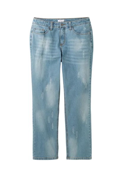 Джинсы с эффектом потертостей, удлиненные sheego, цвет Blue Used Denim