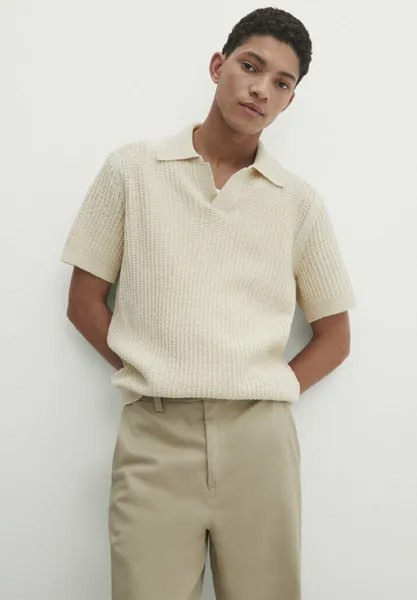 Рубашка-поло TEXTURED SHORT SLEEVE Massimo Dutti, цвет beige