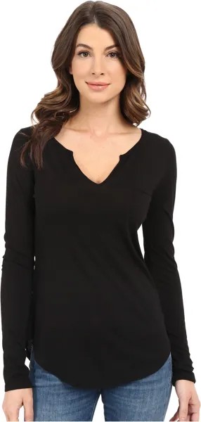 Открытая футболка на пуговицах L/S LAmade, черный
