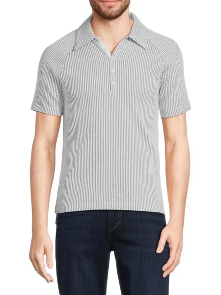 Полосатая рубашка-поло с рукавами реглан Thom Browne, цвет Light Grey