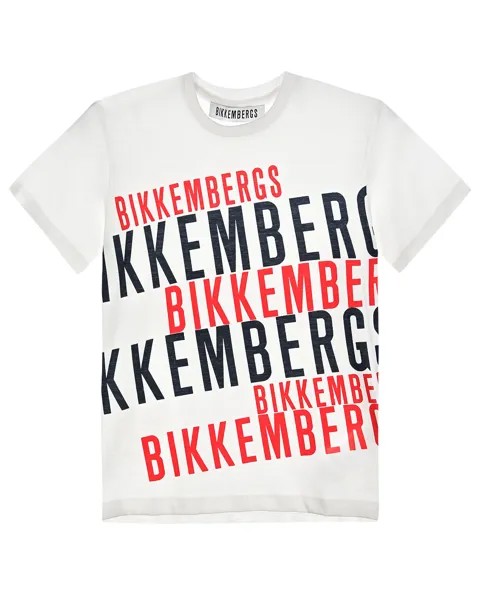Белая футболка с разноцветным логотипом Bikkembergs детская