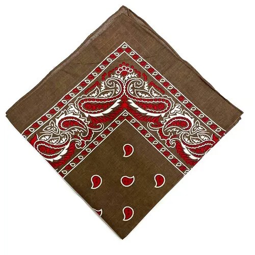 Бандана платок в стиле hip-hop универсальная косынка повязка для волос на голову, коричнево-красно-белая
