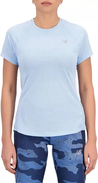 Женская футболка для бега New Balance с короткими рукавами, голубой