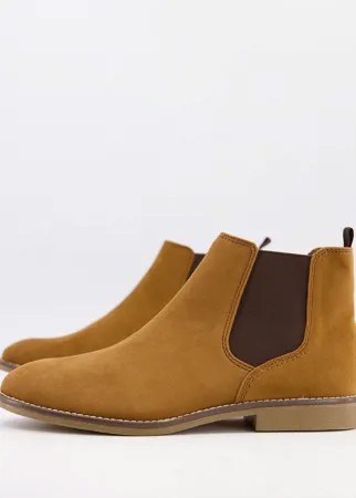 Светло-коричневые ботинки челси из искусственной замши Topman-Коричневый цвет