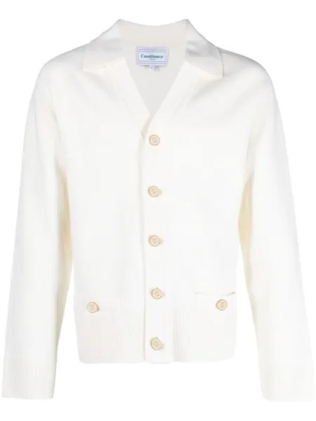 Casablanca wool-blend ribbed cardigan, белый