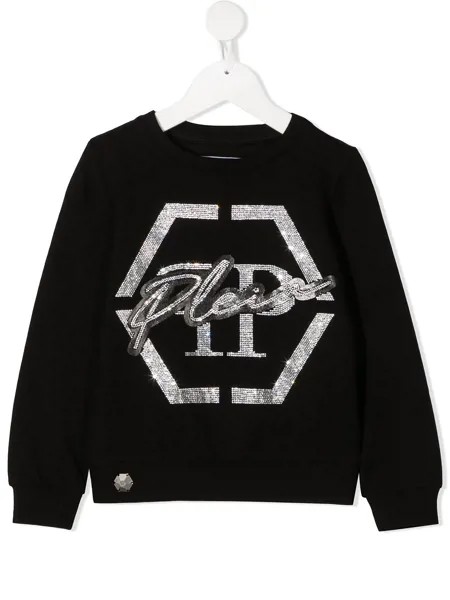 Philipp Plein Junior толстовка с отделкой в рубчик и логотипом