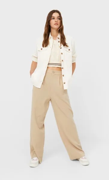 Stradivarius Плотная Рубашка Карго В Тонкий Рубчик Multicolor Xs