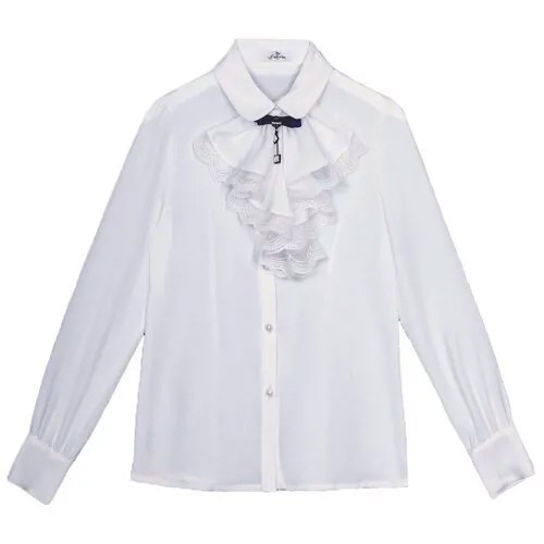 Школьная рубашка Deloras, размер 158, бежевый, белый